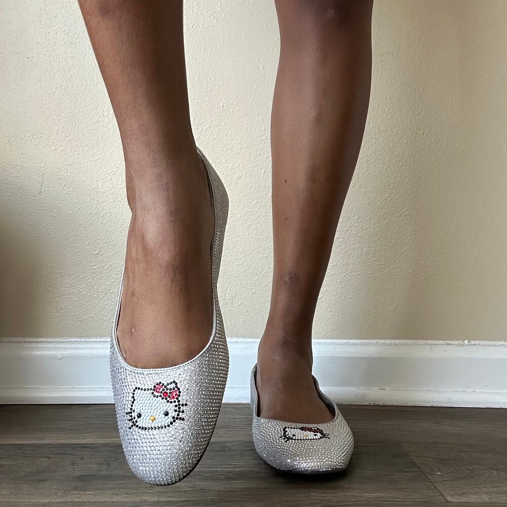 Katy Perry Collections Silver Hello Kitty Crystal Ballet Flats - Picture 5 of 11